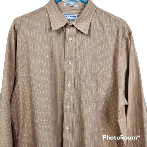 Vintage Burberrys of London Men's Striped Long Sleeve Button Down Shirt Size 17 - Picture 6 of 6